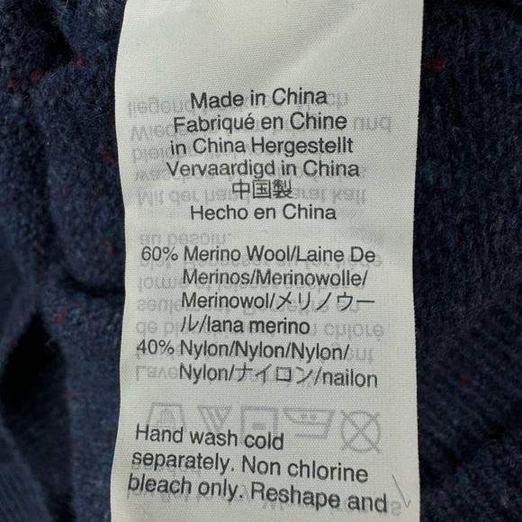 J Crew Size Medium Merino Wool Blend Sweater Shawl Collar Blue Heathered - Picture 5 of 6